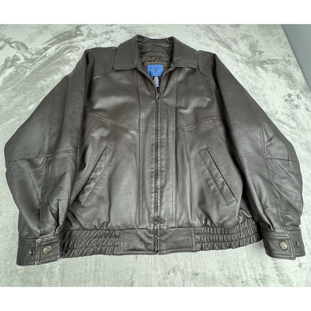 Vintage Towncraft Leather Bomber Jacket Mens Large Removable Liner Bike Espresso